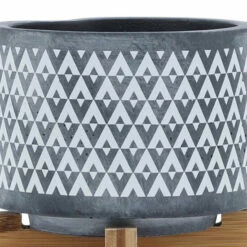 Cheap 🛒 Sagebrook Home Ceramic 5" Aztec Planter On Wooden Stand, Gray 6.0"H - 5.0" X 5.0" X 6.0" 🌟 -Sagebrook Home Online Shop unnamed file 4853
