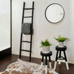 Budget ๐งจ Sagebrook Home Wooden , Decorative 76" Ladder, Black 76"H - 19.0" X 2.0" X 76.0" ๐คฉ