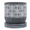 Wholesale 👍 Sagebrook Home Cem, 5" Aztec Planter With Saucer, Gray 5.0"H - 5.0" X 5.0" X 5.0" 🎉