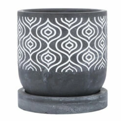 Wholesale ๐ Sagebrook Home Cem, 5" Aztec Planter With Saucer, Gray 5.0"H - 5.0" X 5.0" X 5.0" ๐