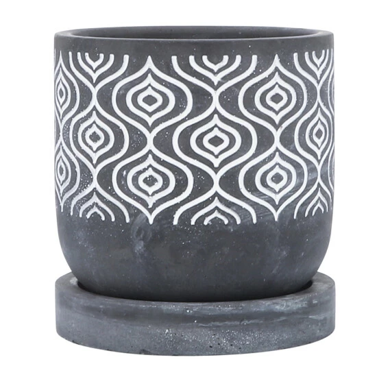 Wholesale ๐ Sagebrook Home Cem, 5" Aztec Planter With Saucer, Gray 5.0"H - 5.0" X 5.0" X 5.0" ๐ 3 Wholesale ๐ Sagebrook Home Cem, 5" Aztec Planter With Saucer, Gray 5.0"H - 5.0" X 5.0" X 5.0" ๐