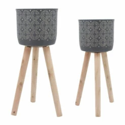 Best deal 🌟 Sagebrook Home Set Of 2 Ceramic, 8, 10" Circles Planter 3 Legs, Gray 22.0"H - 10.0" X 10.0" X 22.0" 🤩
