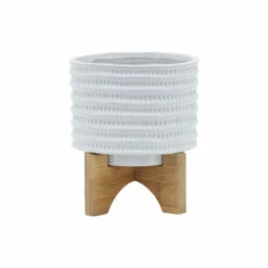 Flash Sale ✔️ Sagebrook Home 5" Textured Planter With Stand, White 5.0"H - 5.5" X 5.5" X 5.0" 🎉