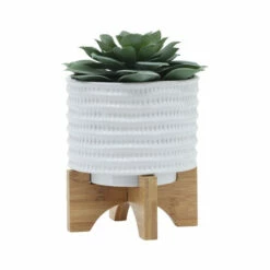 Flash Sale ✔️ Sagebrook Home 5" Textured Planter With Stand, White 5.0"H - 5.5" X 5.5" X 5.0" 🎉 -Sagebrook Home Online Shop unnamed file 4945