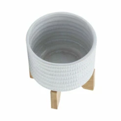 Flash Sale ✔️ Sagebrook Home 5" Textured Planter With Stand, White 5.0"H - 5.5" X 5.5" X 5.0" 🎉 -Sagebrook Home Online Shop unnamed file 4946