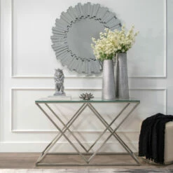 Best Pirce 🔔 Sagebrook Home Silver, Glass Diamond Console Table, 30.75"H - 47.25" X 15.75" X 30.75" ❤️