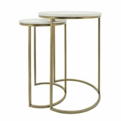 Cheap โค๏ธ Sagebrook Home Metal, Marble, Set Of 2 21, 23"h Side Tables, Gld, Wht 23.0"H - 16.0" X 16.0" X 23.0" ๐