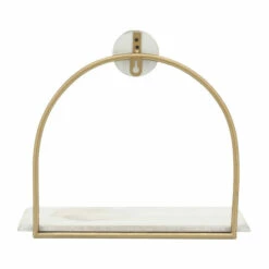 New 😍 Sagebrook Home Metal, Wood, 10"h Wall Shelf, White, Gold 10.0"H - 11.0" X 5.0" X 10.0" 😀 -Sagebrook Home Online Shop unnamed file 5010