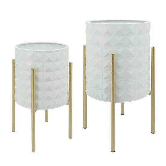 Coupon π Sagebrook Home Set Of 2 Diamond Planters In Metal Stand, White 23"H - 14.0" X 14.0" X 23.0" π 3 Coupon π Sagebrook Home Set Of 2 Diamond Planters In Metal Stand, White 23"H - 14.0" X 14.0" X 23.0" π