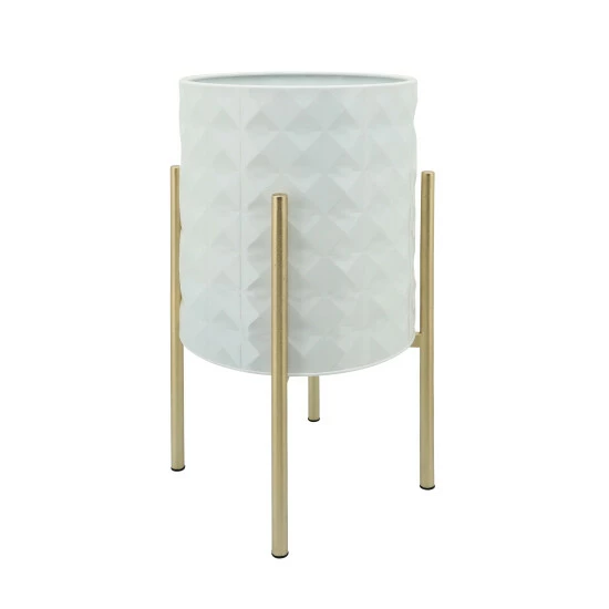 Coupon π Sagebrook Home Set Of 2 Diamond Planters In Metal Stand, White 23"H - 14.0" X 14.0" X 23.0" π 4 Coupon π Sagebrook Home Set Of 2 Diamond Planters In Metal Stand, White 23"H - 14.0" X 14.0" X 23.0" π - Image 2