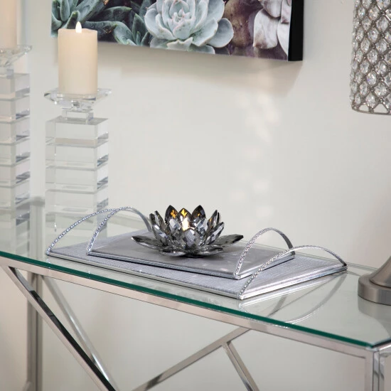 Promo ๐งจ Sagebrook Home Black Crystal Lotus Votive Holder 8.25" 3"H - 8.25" X 8.25" X 3.0" ๐ 6 Promo ๐งจ Sagebrook Home Black Crystal Lotus Votive Holder 8.25" 3"H - 8.25" X 8.25" X 3.0" ๐ - Image 4