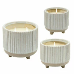 Brand new 💯 Sagebrook Home 5" Ridged Scented Candle, Beige 12oz 4"H - 5.0" X 5.0" X 4.0" 🔔 -Sagebrook Home Online Shop unnamed file 5070