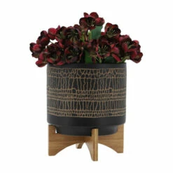 Flash Sale 🤩 Sagebrook Home 10" Glazed Planter With Stand, Black 12.0"H - 10.0" X 10.0" X 12.0" ⌛ -Sagebrook Home Online Shop unnamed file 5079
