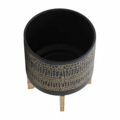 Flash Sale 🤩 Sagebrook Home 10" Glazed Planter With Stand, Black 12.0"H - 10.0" X 10.0" X 12.0" ⌛ -Sagebrook Home Online Shop unnamed file 5080
