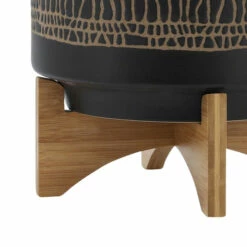 Flash Sale 🤩 Sagebrook Home 10" Glazed Planter With Stand, Black 12.0"H - 10.0" X 10.0" X 12.0" ⌛ -Sagebrook Home Online Shop unnamed file 5083