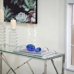 Best Sale 👍 Sagebrook Home Glass Diamond Decor, 4.75", Blue 2.75"H - 4.75" X 4.75" X 2.75" ✔️