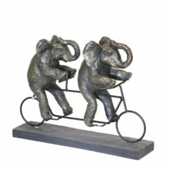 Hot Sale 👍 Sagebrook Home Polyresin 14"L Elephants On Tandem Bike, Bronze 🛒