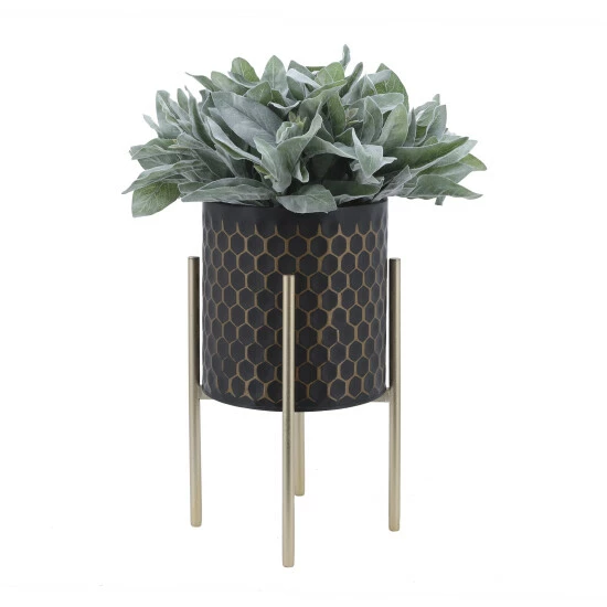 Wholesale ๐ Sagebrook Home Set Of 2 3d Honeycomb Planter On Metal Stand, Blk, Gld 23"H - 14.0" X 14.0" X 23.0" ๐ 5 Wholesale ๐ Sagebrook Home Set Of 2 3d Honeycomb Planter On Metal Stand, Blk, Gld 23"H - 14.0" X 14.0" X 23.0" ๐ - Image 3