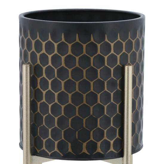 Wholesale ๐ Sagebrook Home Set Of 2 3d Honeycomb Planter On Metal Stand, Blk, Gld 23"H - 14.0" X 14.0" X 23.0" ๐ 9 Wholesale ๐ Sagebrook Home Set Of 2 3d Honeycomb Planter On Metal Stand, Blk, Gld 23"H - 14.0" X 14.0" X 23.0" ๐ - Image 7