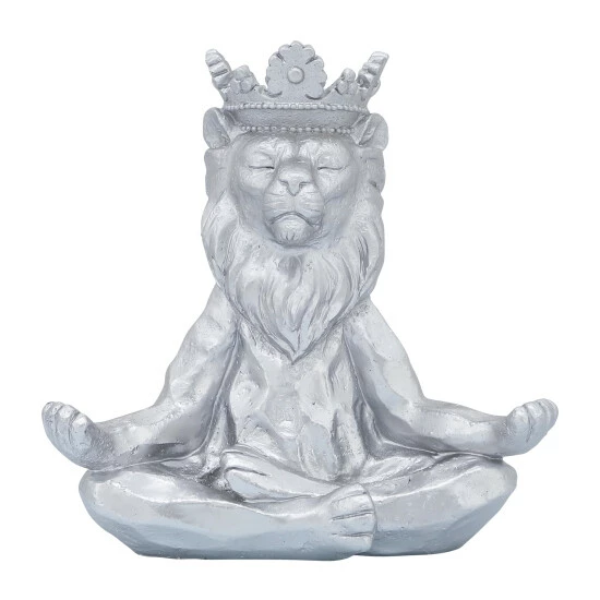 Wholesale ๐ Sagebrook Home Resin 7" Yoga Lion With Crown, Silver 7"H - 7.0" X 7.0" X 7.0" โญ 5 Wholesale ๐ Sagebrook Home Resin 7" Yoga Lion With Crown, Silver 7"H - 7.0" X 7.0" X 7.0" โญ - Image 3
