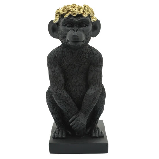 Discount π― Sagebrook Home Res, 14" Monkey Figurine Flower Crown, Blk, Gold 14"H - 9.0" X 6.0" X 14.0" π 3 Discount π― Sagebrook Home Res, 14" Monkey Figurine Flower Crown, Blk, Gold 14"H - 9.0" X 6.0" X 14.0" π
