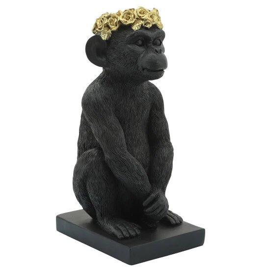 Discount π― Sagebrook Home Res, 14" Monkey Figurine Flower Crown, Blk, Gold 14"H - 9.0" X 6.0" X 14.0" π 4 Discount π― Sagebrook Home Res, 14" Monkey Figurine Flower Crown, Blk, Gold 14"H - 9.0" X 6.0" X 14.0" π - Image 2