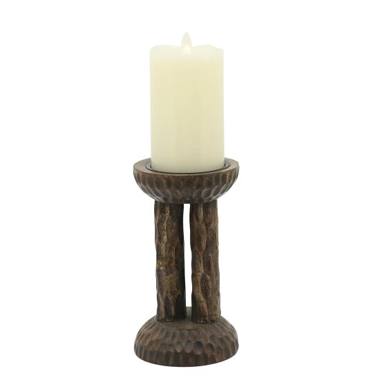 Hot Sale 😀 Sagebrook Home Wood, 8"h 🔨 Hammered Candle Holder, Brown 8.0"H - 5.0" X 5.0" X 8.0" ❤️ 4 Hot Sale 😀 Sagebrook Home Wood, 8"h 🔨 Hammered Candle Holder, Brown 8.0"H - 5.0" X 5.0" X 8.0" ❤️ - Image 2