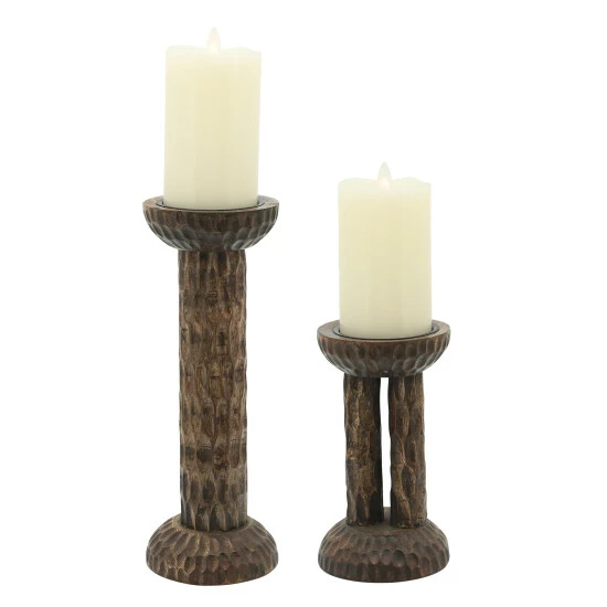 Hot Sale 😀 Sagebrook Home Wood, 8"h 🔨 Hammered Candle Holder, Brown 8.0"H - 5.0" X 5.0" X 8.0" ❤️ 5 Hot Sale 😀 Sagebrook Home Wood, 8"h 🔨 Hammered Candle Holder, Brown 8.0"H - 5.0" X 5.0" X 8.0" ❤️ - Image 3