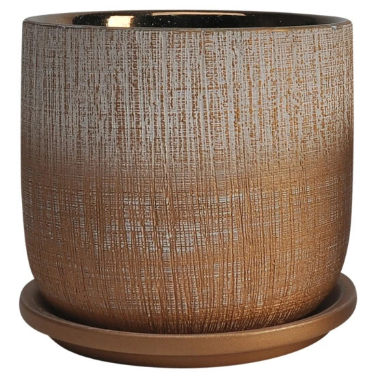 Promo ๐ Sagebrook Home Set Of 2 5,6" Textured Planter With Saucer, Gold - 6" X 6" X 6" ๐ 4 Promo ๐ Sagebrook Home Set Of 2 5,6" Textured Planter With Saucer, Gold - 6" X 6" X 6" ๐ - Image 2