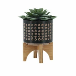 Deals ✨ Sagebrook Home Ceramic 5" Planter On Stand, Brown 7.0"H - 5.25" X 5.25" X 7.0" 😀 -Sagebrook Home Online Shop unnamed file 5258