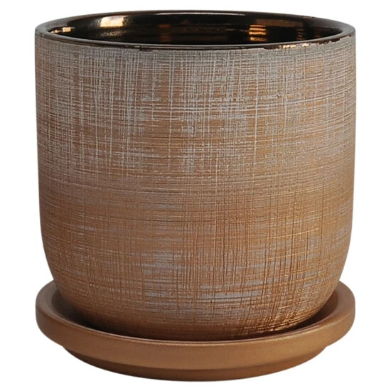 Promo ๐ Sagebrook Home Set Of 2 5,6" Textured Planter With Saucer, Gold - 6" X 6" X 6" ๐ 5 Promo ๐ Sagebrook Home Set Of 2 5,6" Textured Planter With Saucer, Gold - 6" X 6" X 6" ๐ - Image 3