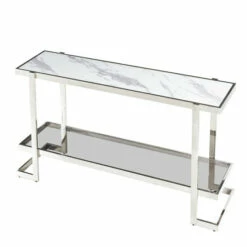 Wholesale ⌛ Sagebrook Home Metal, Marble Glass, Console Table, Silver, White 30.71"H - 55.12" X 14.17" X 30.71" 🔥
