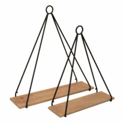 Budget 🔔 Sagebrook Home Set Of 2 Metal, Wood 20, 24" Triangle Shelf, Brown, Black 24"H - 21.0" X 7.0" X 24.0" 👍