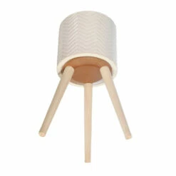 New ✨ Sagebrook Home Set Of 2 Ceramic, 8, 10" Chevron Planter 3 Legs, Beige 22.0"H - 10.0" X 10.0" X 22.0" ❤️ -Sagebrook Home Online Shop unnamed file 5277