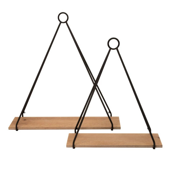 Budget ๐ Sagebrook Home Set Of 2 Metal, Wood 20, 24" Triangle Shelf, Brown, Black 24"H - 21.0" X 7.0" X 24.0" ๐ 6 Budget ๐ Sagebrook Home Set Of 2 Metal, Wood 20, 24" Triangle Shelf, Brown, Black 24"H - 21.0" X 7.0" X 24.0" ๐ - Image 4