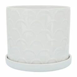 Cheapest 😍 Sagebrook Home Set Of 2 10, 12" Scaly Planter With Saucer, White 10"H - 12.0" X 12.0" X 10.0" 🌟 -Sagebrook Home Online Shop unnamed file 5306