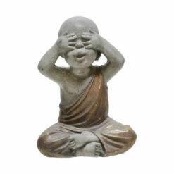 Brand new 🎉 Sagebrook Home Polyresin 12" No See Baby Monk, Gray, Gold 12"H ✔️ -Sagebrook Home Online Shop unnamed file 532