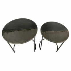 Outlet 🔔 Sagebrook Home Metal, Set Of 2 22, 24" Round Side Tables, Black Pearl 32.0"H - 21.0" X 21.0" X 32.0" 👍
