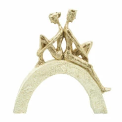 Hot Sale 👍 Sagebrook Home Res, 12"h Couple Sitting, Gold 12"H - 11.0" X 2.5" X 12.0" 😍