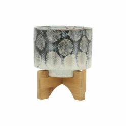 Outlet ๐ฅฐ Sagebrook Home Ceramic 5" Fake Snakeskin Planter With Stand, Blue 5.0"H - 5.5" X 5.5" X 5.0" โ
