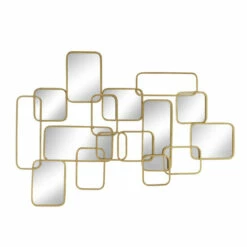 Deals 👏 Sagebrook Home Metal 39" Abstract Mirrored Wall Decor, Gold 39"H 😀