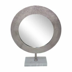 Cheap 💯 Sagebrook Home Metal 21" 🔨 Hammered Mirror On Stand, Silver 20.5"H - 16.0" X 4.0" X 20.5" 💯