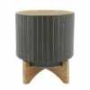Flash Sale 🎁 Sagebrook Home 10" Stripes Planter With Stand, Gray 12.0"H - 10.0" X 10.0" X 12.0" 🥰 -Sagebrook Home Online Shop unnamed file 5460