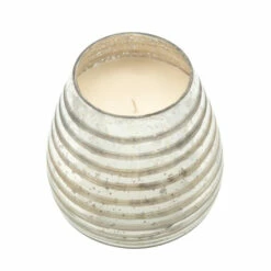 Hot Sale ✨ Sagebrook Home Candle On Silver Striped Glass By Liv & Skye 64oz 7.0"H - 6.5" X 6.5" X 7.0" ✔️ -Sagebrook Home Online Shop unnamed file 5478