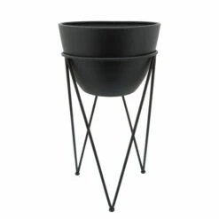 Hot Sale ๐ฅฐ Sagebrook Home Metal 14" Planter In Stand, Black 26"H - 14.0" X 14.0" X 26.0" ๐