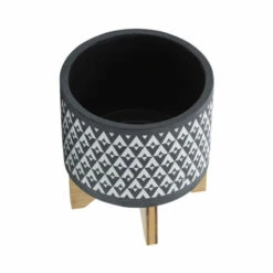 Promo ✨ Sagebrook Home Ceramic 8" Aztec Planter On Wooden Stand, Gray 9.0"H - 8.0" X 8.0" X 9.0" 😉 -Sagebrook Home Online Shop unnamed file 5509