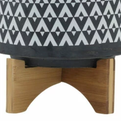 Promo ✨ Sagebrook Home Ceramic 8" Aztec Planter On Wooden Stand, Gray 9.0"H - 8.0" X 8.0" X 9.0" 😉 -Sagebrook Home Online Shop unnamed file 5512