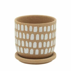 Budget 🎉 Sagebrook Home 5" Painted Planter With Saucer, Brown 5"H - 5.0" X 5.0" X 5.0" 🤩 -Sagebrook Home Online Shop unnamed file 5519