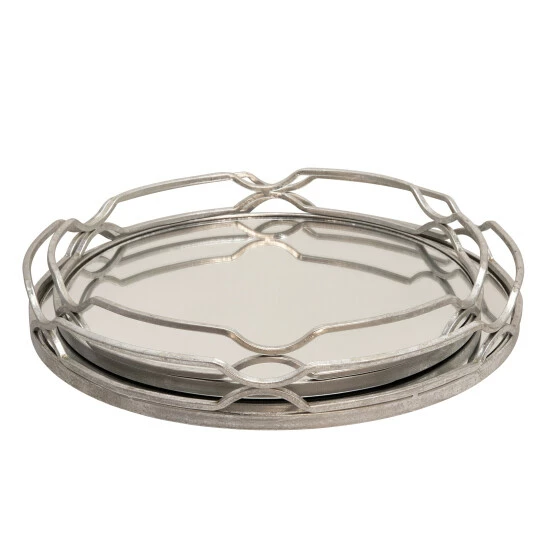 Coupon โ Sagebrook Home Set Of 2 Metal 18, 16" Round Trays, Silver Leaf 3.0"H - 18.0" X 18.0" X 3.0" ๐ 4 Coupon โ Sagebrook Home Set Of 2 Metal 18, 16" Round Trays, Silver Leaf 3.0"H - 18.0" X 18.0" X 3.0" ๐ - Image 2