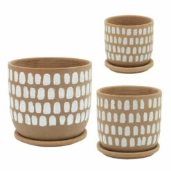 Budget 🎉 Sagebrook Home 5" Painted Planter With Saucer, Brown 5"H - 5.0" X 5.0" X 5.0" 🤩 -Sagebrook Home Online Shop unnamed file 5520